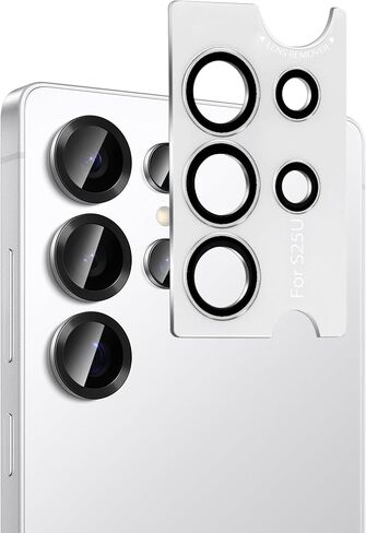 SPARIN Camera Lens Screen Protector for Samsung Galaxy S25 Ultra - Easy Installation, Individual Ultra-Thin Tempered Glass with Aluminum Metal Circle, Case Friendly, 1 Set, Black in Saudi Arabia