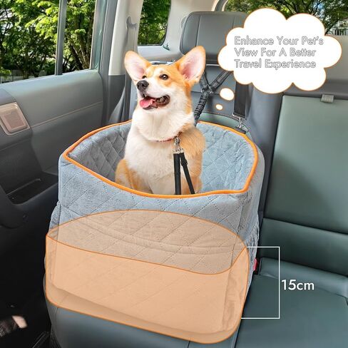 Vivifying Dog Car Seat for Small Dogs, Detachable & Washable Dog Booster Seats for Pets Up to 25lbs, Elevated Travel Bed for Car with Seats Belts, Soft Blanket and Storage Pockets (Black) in Saudi Arabia