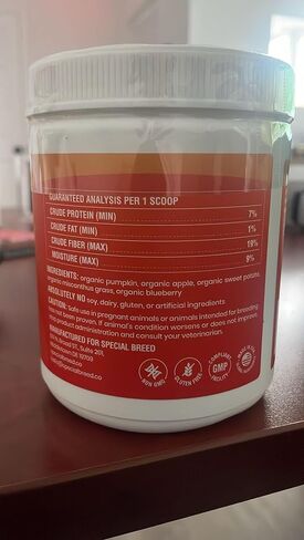 Ultimate Pumpkin for Dogs (16 oz) - with Organic Pumpkin, Apple, Sweet Potato, Miscanthus Grass & Blueberry, Digestive Support Relief for Constipation, Loose Stools, and Upset Stomaches, 60 Scoops in Kuwait