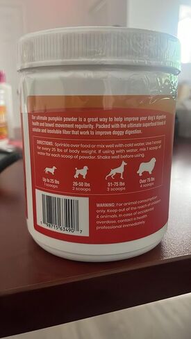 Ultimate Pumpkin for Dogs (16 oz) - with Organic Pumpkin, Apple, Sweet Potato, Miscanthus Grass & Blueberry, Digestive Support Relief for Constipation, Loose Stools, and Upset Stomaches, 60 Scoops in Kuwait