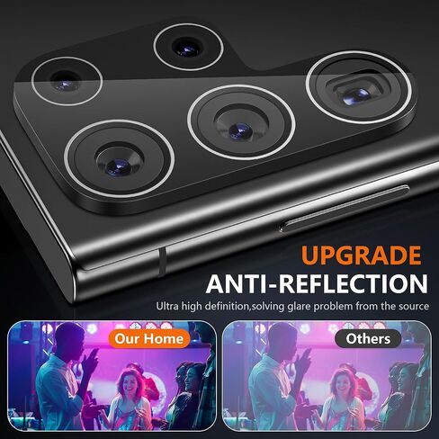 Suoman 3-Pack Samsung Galaxy S25 Ultra Camera Lens Protector, 9H Hardness Tempered Glass Film, [Unobstructed Flash] Individual Metal Protective Cover -Black in Saudi Arabia
