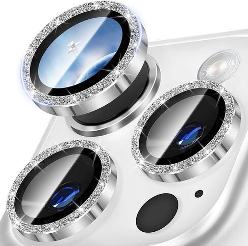 Suoman Camera Lens Protector for iPhone 16 Pro Max/iPhone 16 Pro, Easy to Install 9H Tempered Glass Ultra Anti-Scratch Glitter Independent lens Protector-White Titanium in Saudi Arabia