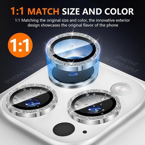 Suoman Camera Lens Protector for iPhone 16 Pro Max/iPhone 16 Pro, Easy to Install 9H Tempered Glass Ultra Anti-Scratch Glitter Independent lens Protector-White Titanium in Saudi Arabia