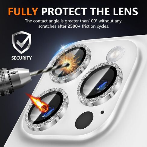 Suoman Camera Lens Protector for iPhone 16 Pro Max/iPhone 16 Pro, Easy to Install 9H Tempered Glass Ultra Anti-Scratch Glitter Independent lens Protector-White Titanium in Saudi Arabia