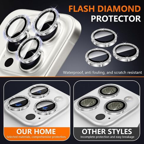 Suoman Camera Lens Protector for iPhone 16 Pro Max/iPhone 16 Pro, Easy to Install 9H Tempered Glass Ultra Anti-Scratch Glitter Independent lens Protector-White Titanium in Saudi Arabia
