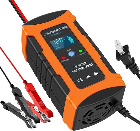 Car Battery Charger 10-Amp 12V Smart Upgraded Automotive Battery Trickle Charger Maintainer Desulfator with Temperature Compensation for Cars, Trucks, Motorcycles Boats Marine Batteries in Saudi Arabia