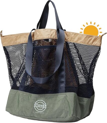STOVER Extra Large Mesh Beach Bag, Vacation, Pool, Shopping & Travel Tote - Foldable w/Storage Pouch & Pockets for Women, Men in Kuwait