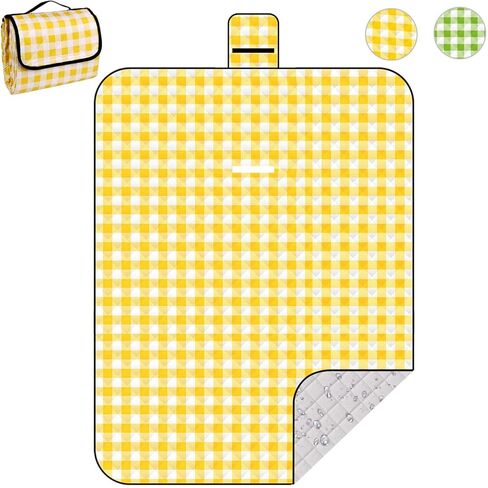 Wapodeai Picnic Camping Blankets, 60''x 80'' Waterproof and Foldable - Durable, Spacious, and Portable Outdoor Blanket for Families, Perfect for Parks, Beaches, and Nature Excursions(Yellow) in Kuwait