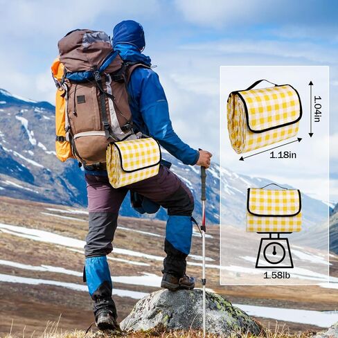 Wapodeai Picnic Camping Blankets, 60''x 80'' Waterproof and Foldable - Durable, Spacious, and Portable Outdoor Blanket for Families, Perfect for Parks, Beaches, and Nature Excursions(Yellow) in Kuwait