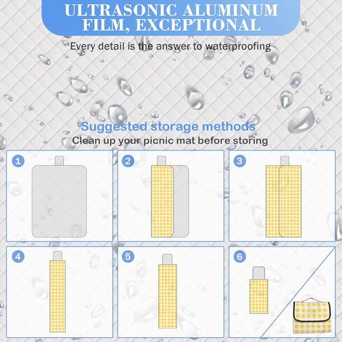 Wapodeai Picnic Camping Blankets, 60''x 80'' Waterproof and Foldable - Durable, Spacious, and Portable Outdoor Blanket for Families, Perfect for Parks, Beaches, and Nature Excursions(Yellow) in Kuwait