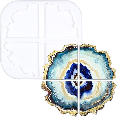 Agate Coaster Silicone Resin Mold, 5-Cavity 2.8-5.2inch in Saudi Arabia