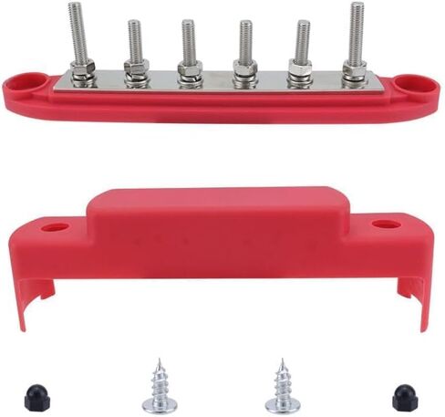 250A BUS BAR Marine Power Terminal Block مع غطاء مع 6 × 3/8 "(M10) ينشر 12V-48V إيجابيًا سلبيًا مناسبًا لأنظمة إمدادات الطاقة للسيارات ، RVS ، إلخ. in Kuwait