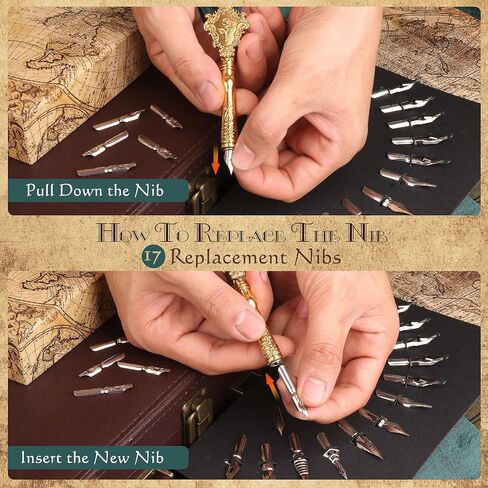 Feather Quill Pen and Ink Set 27Pcs Calligraphy Pens Fountain Pen Calligraphy Kits for Beginners,Stationary Set for Calligraphy, Writing, Sign,Christmas Gift in Saudi Arabia