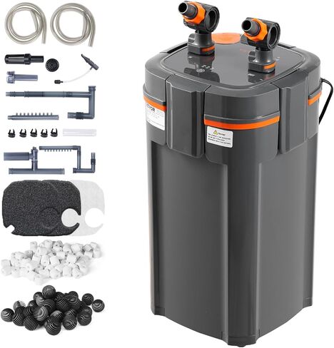 VEVOR Aquarium Filter 343GPH, 4-Stage Canister Filter 100-125 Gallon, Ultra-Quiet Internal Aquarium Filter with UV Protection, Submersible Power Filter with Multiple Function for Fish Tanks, 15W in Kuwait