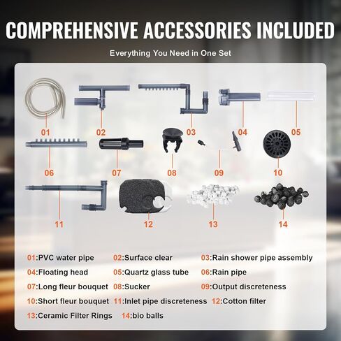 VEVOR Aquarium Filter 343GPH, 4-Stage Canister Filter 100-125 Gallon, Ultra-Quiet Internal Aquarium Filter with UV Protection, Submersible Power Filter with Multiple Function for Fish Tanks, 15W in Kuwait