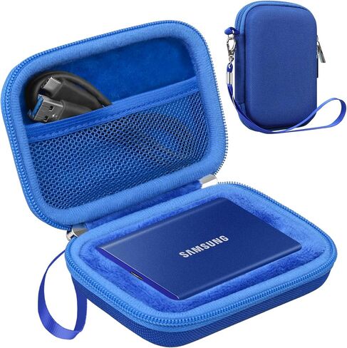 Lacdo Hard Carrying Case for Samsung T7 / T7 Touch Portable SSD, External Solid State Drives 500GB 1TB 2TB 4TB USB 3.2 Gen 2 Hard EVA Shockproof Storage Travel Bag, Blue in Saudi Arabia