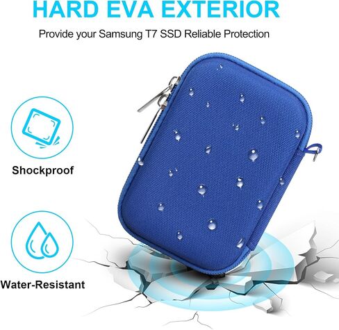 Lacdo Hard Carrying Case for Samsung T7 / T7 Touch Portable SSD, External Solid State Drives 500GB 1TB 2TB 4TB USB 3.2 Gen 2 Hard EVA Shockproof Storage Travel Bag, Blue in Saudi Arabia