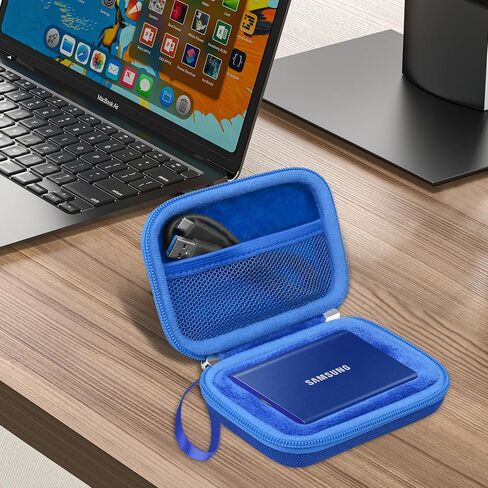 Lacdo Hard Carrying Case for Samsung T7 / T7 Touch Portable SSD, External Solid State Drives 500GB 1TB 2TB 4TB USB 3.2 Gen 2 Hard EVA Shockproof Storage Travel Bag, Blue in Saudi Arabia