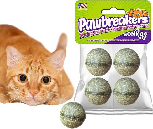 1-MegaBonkas Catnip Ball - All Natural Cat Treats, Medical Grade Catnip Treat and Toy, Catnip for Cats, Safe & Digestible, Hypoallergenic & Vegan - 3 oz - 2.25 inches diameter, Made in USA in Saudi Arabia
