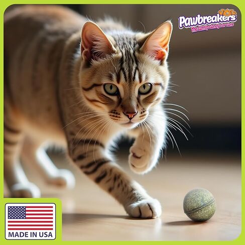1-MegaBonkas Catnip Ball - All Natural Cat Treats, Medical Grade Catnip Treat and Toy, Catnip for Cats, Safe & Digestible, Hypoallergenic & Vegan - 3 oz - 2.25 inches diameter, Made in USA in Saudi Arabia