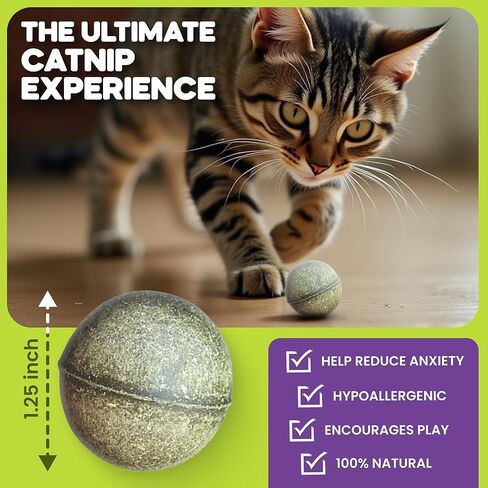 1-MegaBonkas Catnip Ball - All Natural Cat Treats, Medical Grade Catnip Treat and Toy, Catnip for Cats, Safe & Digestible, Hypoallergenic & Vegan - 3 oz - 2.25 inches diameter, Made in USA in Saudi Arabia