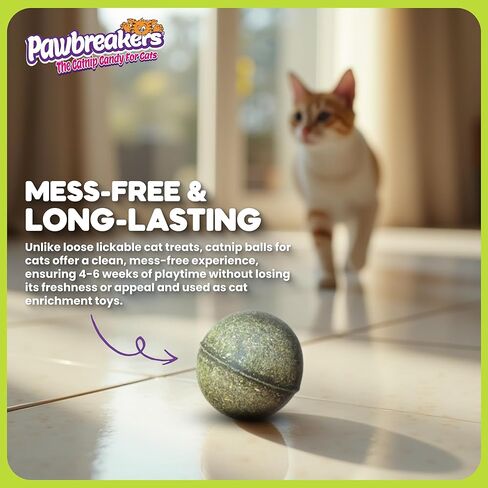 1-MegaBonkas Catnip Ball - All Natural Cat Treats, Medical Grade Catnip Treat and Toy, Catnip for Cats, Safe & Digestible, Hypoallergenic & Vegan - 3 oz - 2.25 inches diameter, Made in USA in Saudi Arabia