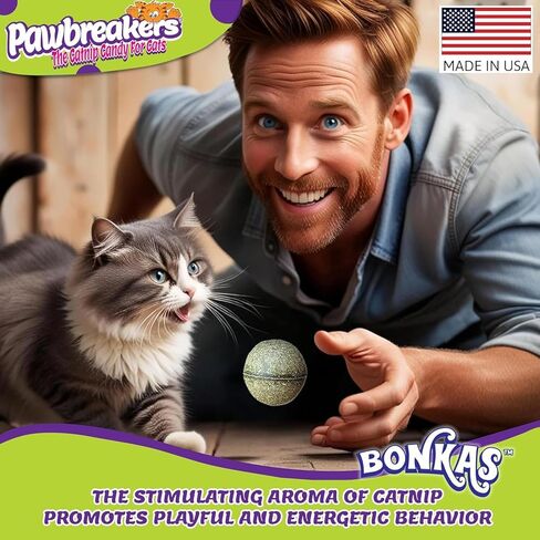 1-MegaBonkas Catnip Ball - All Natural Cat Treats, Medical Grade Catnip Treat and Toy, Catnip for Cats, Safe & Digestible, Hypoallergenic & Vegan - 3 oz - 2.25 inches diameter, Made in USA in Saudi Arabia