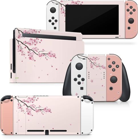 Tacky Design Cherry Blossom Skin Compatible with Nintendo Switch Skin Wrap Cover, Cute Pink Skin for Nintendo Switch Stickers, Premium Vinyl 3M Full Wrap Decal (Style 2) in Saudi Arabia