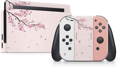 Tacky Design Cherry Blossom Skin Compatible with Nintendo Switch Skin Wrap Cover, Cute Pink Skin for Nintendo Switch Stickers, Premium Vinyl 3M Full Wrap Decal (Style 2) in Saudi Arabia
