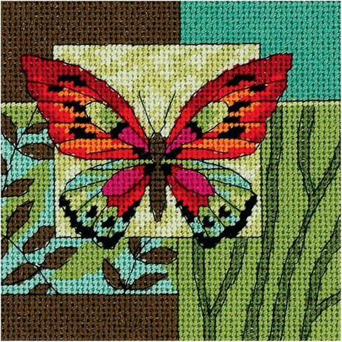 Dimensions 07232 Butterfly and Zinnias Nature Needlepoint Kit, 5" W x 5" H in Saudi Arabia