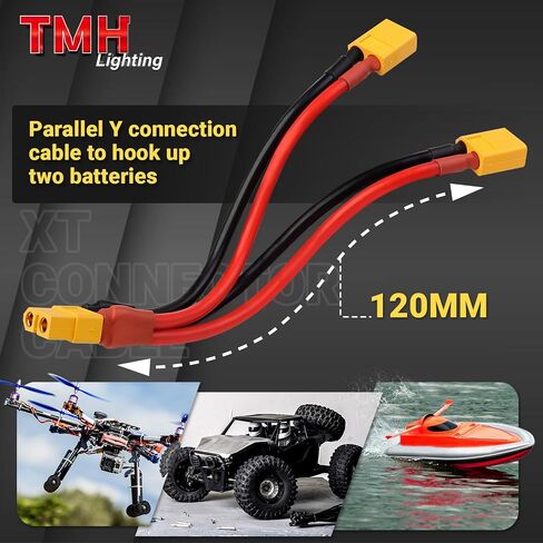 TMH 1 Pack of XT60 Parallel 14 AWG - 100 mm. Battery Connector Cable Extension Y Splitter Male to Female for RC Model Helicopter Quadcopter in Kuwait