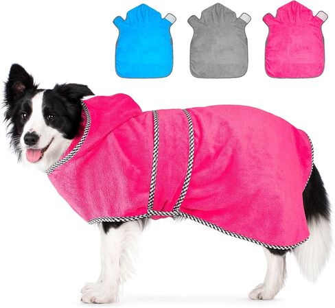 رداء حمام الكلاب ، منشفة الكلب الممتصة الفائقة مع غطاء محرك السيارة ، أردية الكلاب الدقيقة الناعمة لبعد الاستحمام ، بيجاما معطف الكلب للحيوانات الأليفة (وردة حمراء ، صغيرة) in Kuwait