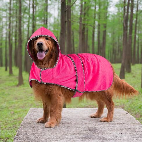 رداء حمام الكلاب ، منشفة الكلب الممتصة الفائقة مع غطاء محرك السيارة ، أردية الكلاب الدقيقة الناعمة لبعد الاستحمام ، بيجاما معطف الكلب للحيوانات الأليفة (وردة حمراء ، صغيرة) in Kuwait