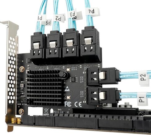PCIE x1 to 20 Ports SATA Expansion Card with 19inch SATA Bundle Cable,PCIe SATA 3.0 Controller Adapter, Supports Multiple Hard Drives SSD for Desktop, Plug and Play in Kuwait