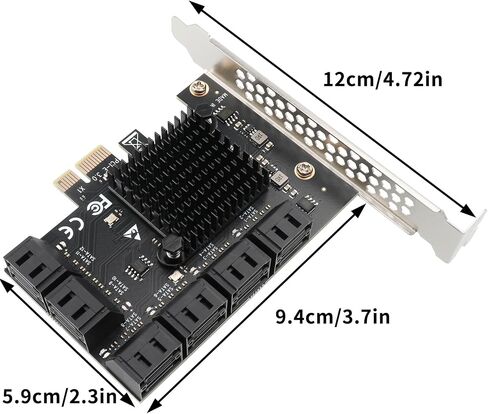 PCIE x1 to 20 Ports SATA Expansion Card with 19inch SATA Bundle Cable,PCIe SATA 3.0 Controller Adapter, Supports Multiple Hard Drives SSD for Desktop, Plug and Play in Kuwait