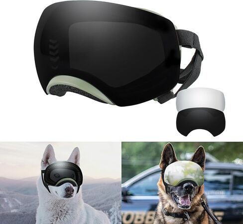 Enjoying Clear Dog Goggles Large Breed, Dog Sunglasses for Medium Large Dogs, Summer UV Dog Eye Protection, Winter Dog Snow Goggles, Transparent in Saudi Arabia