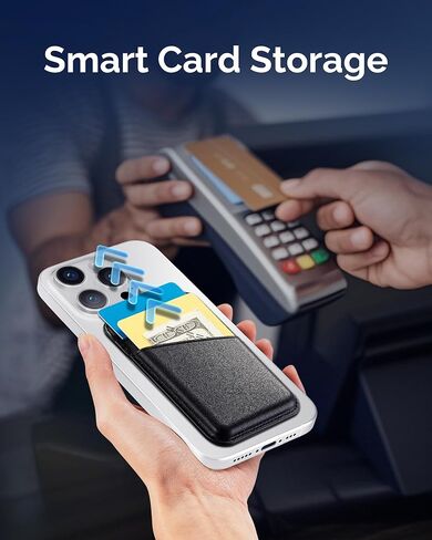 SS for Magsafe Wallet, Magnetic Phone Wallet for iPhone 16/15/14/13/12 Series, Leather Card Holder, Fit 3 Cards, Black in Kuwait