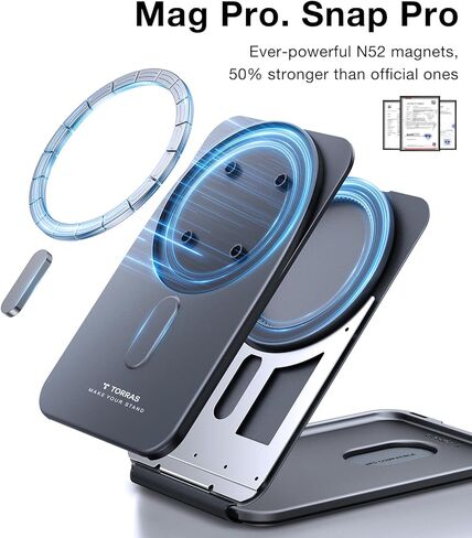TORRAS for MagSafe Wallet, 360°Spin Magnetic Stand, 18N Strongest Magnet, 3 Card Holder, Leather Minimalist Slim Wallet for iPhone 16/15/14/13/12, Samsung Galaxy & Google with Magnetic Case, Black in Kuwait