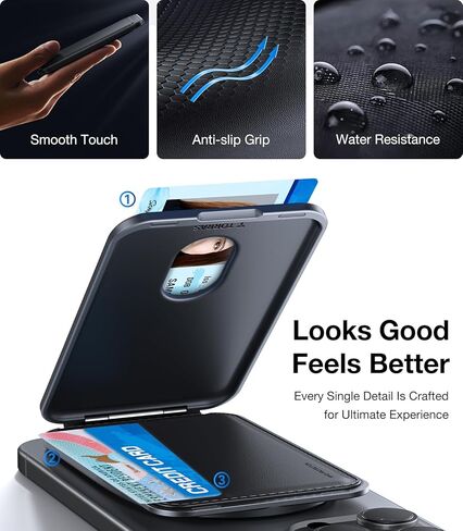TORRAS for MagSafe Wallet, 360°Spin Magnetic Stand, 18N Strongest Magnet, 3 Card Holder, Leather Minimalist Slim Wallet for iPhone 16/15/14/13/12, Samsung Galaxy & Google with Magnetic Case, Black in Kuwait
