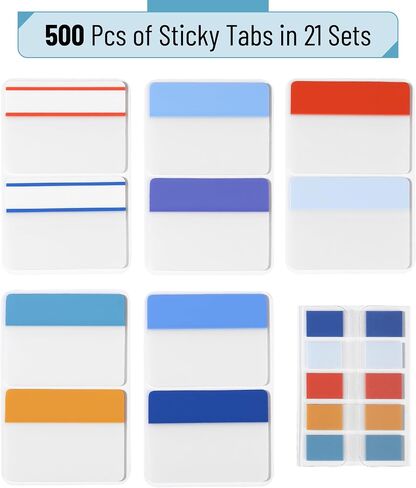 Mr. Pen- Sticky Index Tabs, 500 Pcs, 21 Sets, Colorful Sticky Tabs for Notebooks, Page Markers, Page Tabs for Binders, Page Tabs Sticky Tabs for Books, Notebook Tabs, Book Sticky Tabs for Notebooks in Saudi Arabia