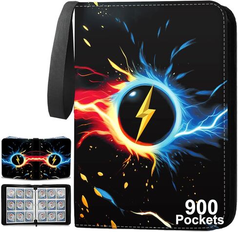 Card Binder 4-Pocket, 400 Pockets Trading Card Binder with 50 Removable Sleeves, Zipper Collectible Trading Card Albums Suitable for All Standard Size Cards - Black in Saudi Arabia