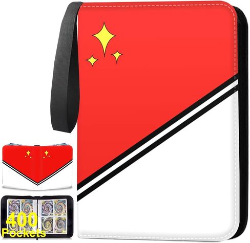 Card Binder 4-Pocket, 400 Pockets Trading Card Binder with 50 Removable Sleeves, Zipper Collectible Trading Card Albums Suitable for All Standard Size Cards - Black in Saudi Arabia