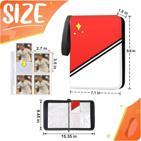 Card Binder 4-Pocket, 400 Pockets Trading Card Binder with 50 Removable Sleeves, Zipper Collectible Trading Card Albums Suitable for All Standard Size Cards - Black in Saudi Arabia