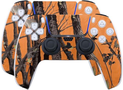 الجلد متوافق مع PlayStation 5 PS5 Controller (2 Pack) - Orange Camo - Premium 3M Vinyl Protction Wrap Cover - من السهل تطبيق | مصنوع في الولايات المتحدة الأمريكية من قبل Mayyskins in Saudi Arabia