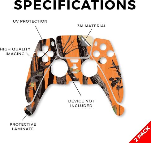 الجلد متوافق مع PlayStation 5 PS5 Controller (2 Pack) - Orange Camo - Premium 3M Vinyl Protction Wrap Cover - من السهل تطبيق | مصنوع في الولايات المتحدة الأمريكية من قبل Mayyskins in Saudi Arabia