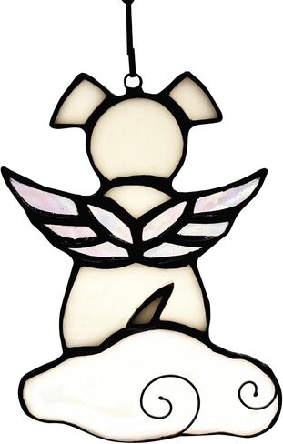 Stained Glass Angel Wings Dog Memorial Gifts for Loss of Dog Sympathy Gift Suncatcher, Rainbow Bridge Pet Passing Away Remembrance in Memory, Dog Bereavement Gifts for Loss of Pet,Yellow in Saudi Arabia