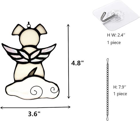 Stained Glass Angel Wings Dog Memorial Gifts for Loss of Dog Sympathy Gift Suncatcher, Rainbow Bridge Pet Passing Away Remembrance in Memory, Dog Bereavement Gifts for Loss of Pet,Yellow in Saudi Arabia