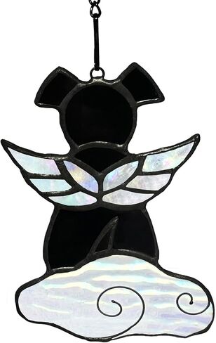 Stained Glass Angel Wings Dog Memorial Gifts for Loss of Dog Sympathy Gift Suncatcher, Rainbow Bridge Pet Passing Away Remembrance in Memory, Dog Bereavement Gifts for Loss of Pet,Yellow in Saudi Arabia