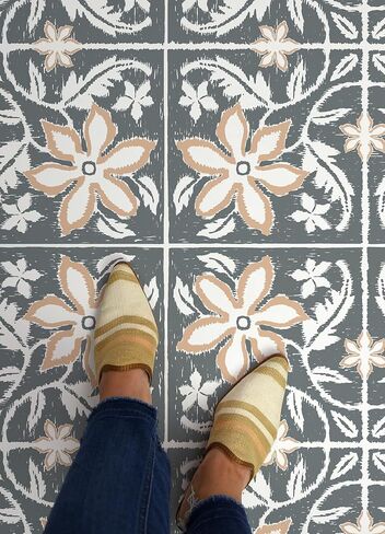 FloorPops Lillium Green Peel and Stick Floor Tiles, FP6303 in Kuwait