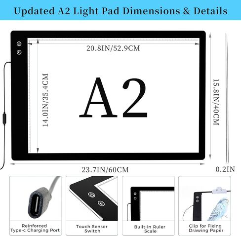 PICOVISTA A1 Large Light Pad for Diamond Painting,LED Tracing Light Box with 3 Color Modes and Adjustable Brightness,Battery Powered Oversize Light Table for Weeding Vinyl,Drawing,Sketching,Artists in Saudi Arabia